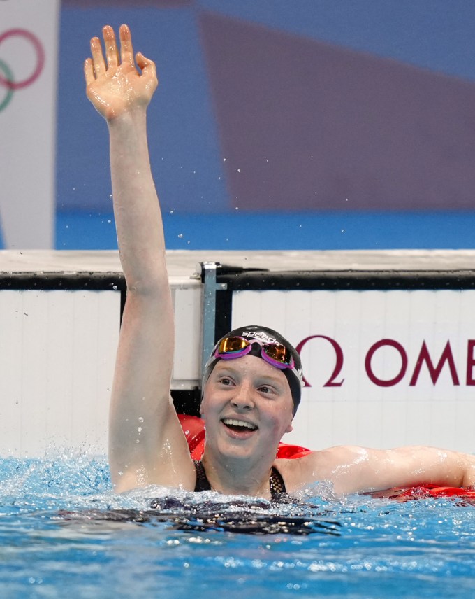 Lydia Jacoby celebrates