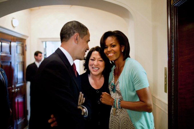 The Obamas with Supreme Court Justice Sonia Sotomayor