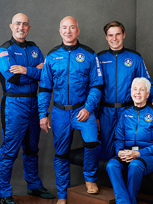 Mark Bezos, Jeff Bezos, Oliver Daemen & Wally Funk