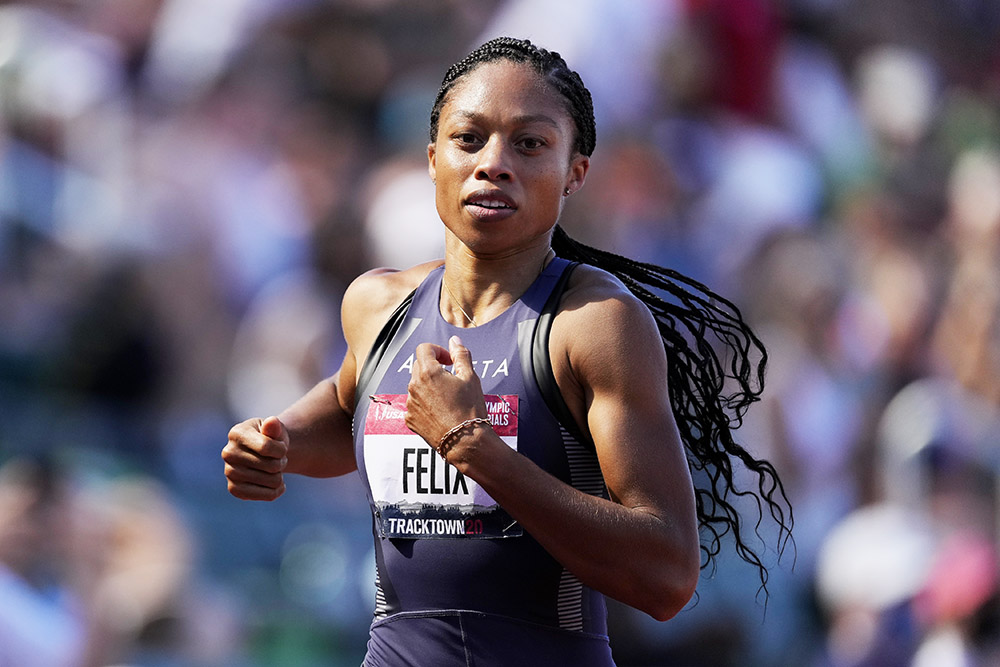 Allyson Felix finishes second during a semi-final in the women's 200-meter run at the U.S. Olympic Track and Field Trials, in Eugene, OreUS Track Trials Athletics, Eugene, United States - 25 Jun 2021