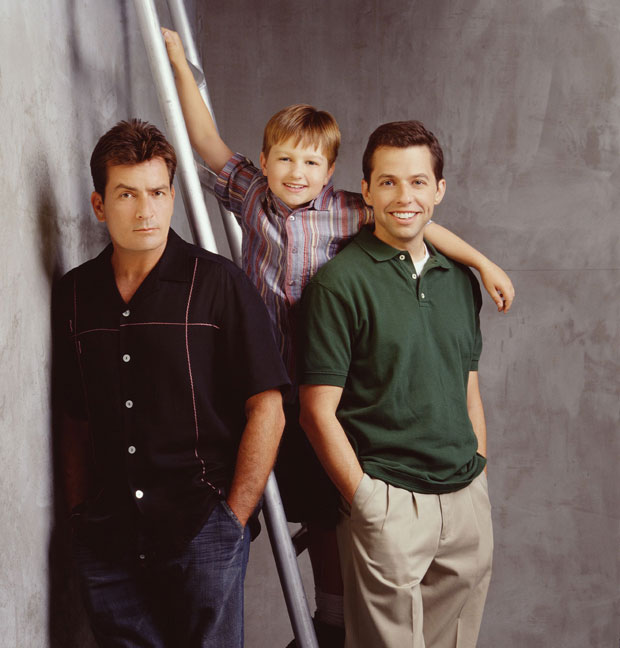 two and a half men stars angus t jones, charlie sheen and jon cryer