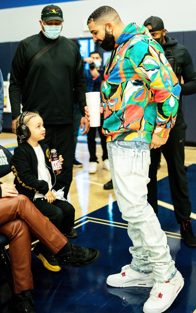 Drake & Adonis At A Basketball Game