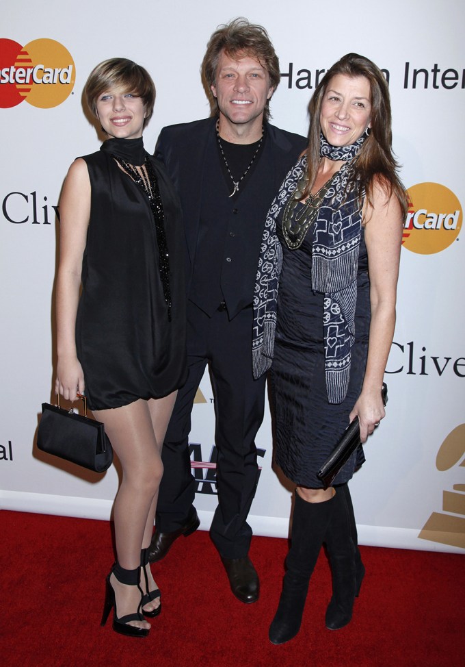 Jon Bon Jovi, Wife & Daughter Attend Clive Davis’s Pre-Grammy Gala