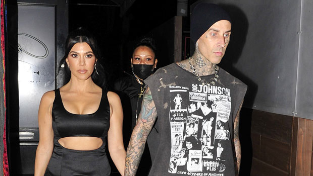 Travis Barker Kourtney Kardashian kiss neck