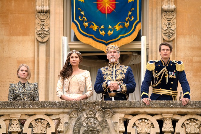 Tallulah Greive, Minnie Driver, Pierce Brosnan and Nicholas Galitzine In ‘Cinderella’