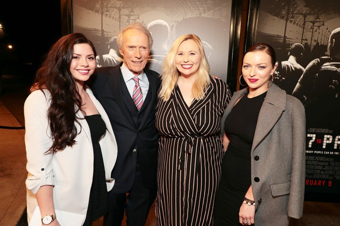 Clint Eastwood With His Daughters At The ’15:17 to Paris’ Premiere