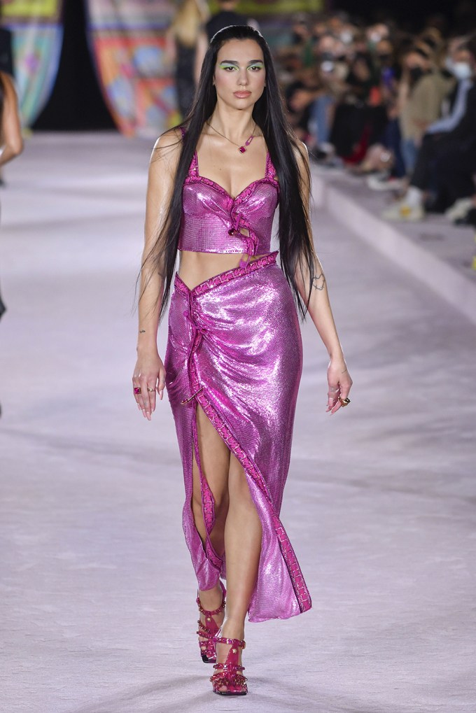 Dua Lipa on the Versace runway