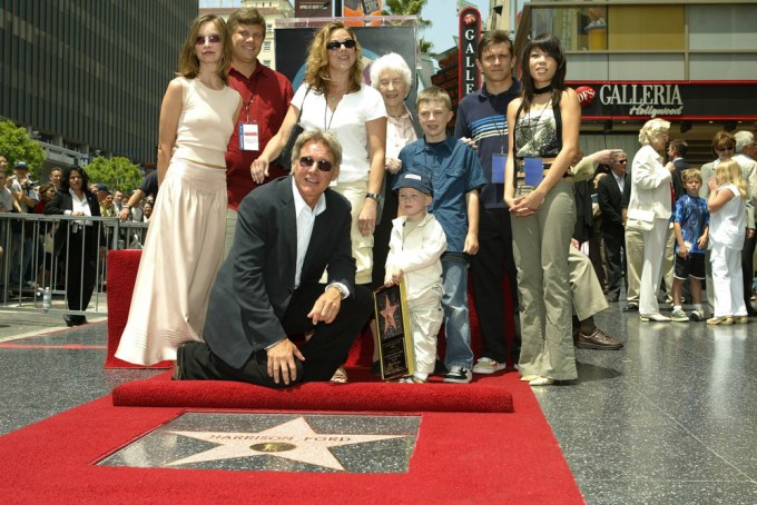 Harrison Ford Receives Hollywood Walk Of Fame Star With Family In 2003