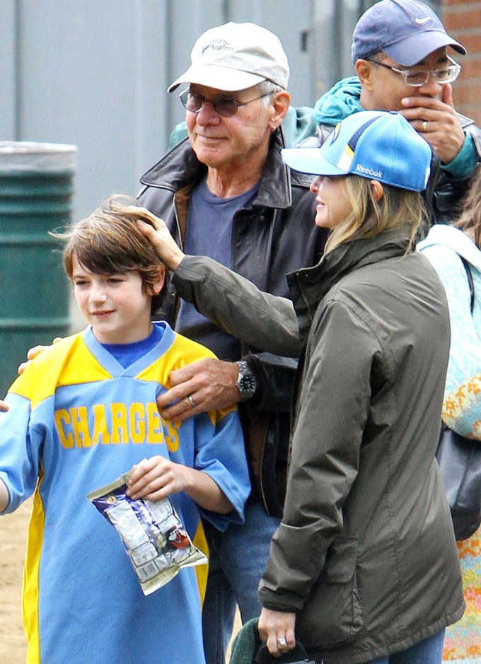 Harrison Ford & Wife Calista Flockhart With Son Liam In 2012