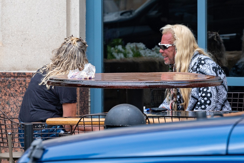 Colorado Springs, CO  - *EXCLUSIVE*  - Duane Lee Chapman and newly minted wife Francie Frane enjoy a mid-morning smoke after an exhilarating night celebrating their love with friends and family in Colorado Springs for their wedding.

Pictured: Duane Lee Chapman , Dog the Bounty Hunter, Francie Frane

BACKGRID USA 4 SEPTEMBER 2021 

BYLINE MUST READ: RisingSunPhotog / BACKGRID

USA: +1 310 798 9111 / usasales@backgrid.com

UK: +44 208 344 2007 / uksales@backgrid.com

*UK Clients - Pictures Containing Children
Please Pixelate Face Prior To Publication*