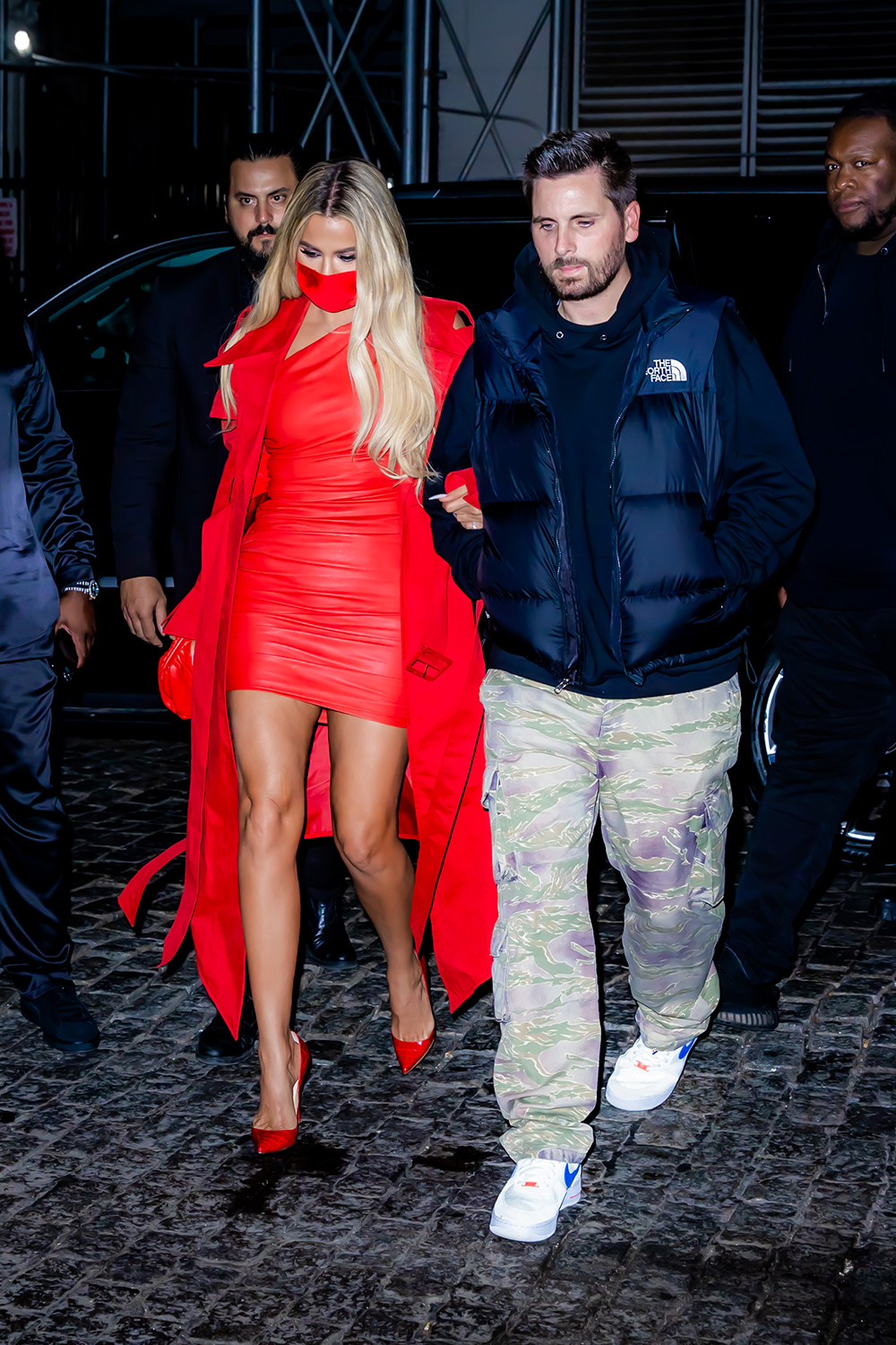 Khloe Kardashian Is A Vision In Red As She Arrives With Scott Disick To The SNL After Party At Zero Bond