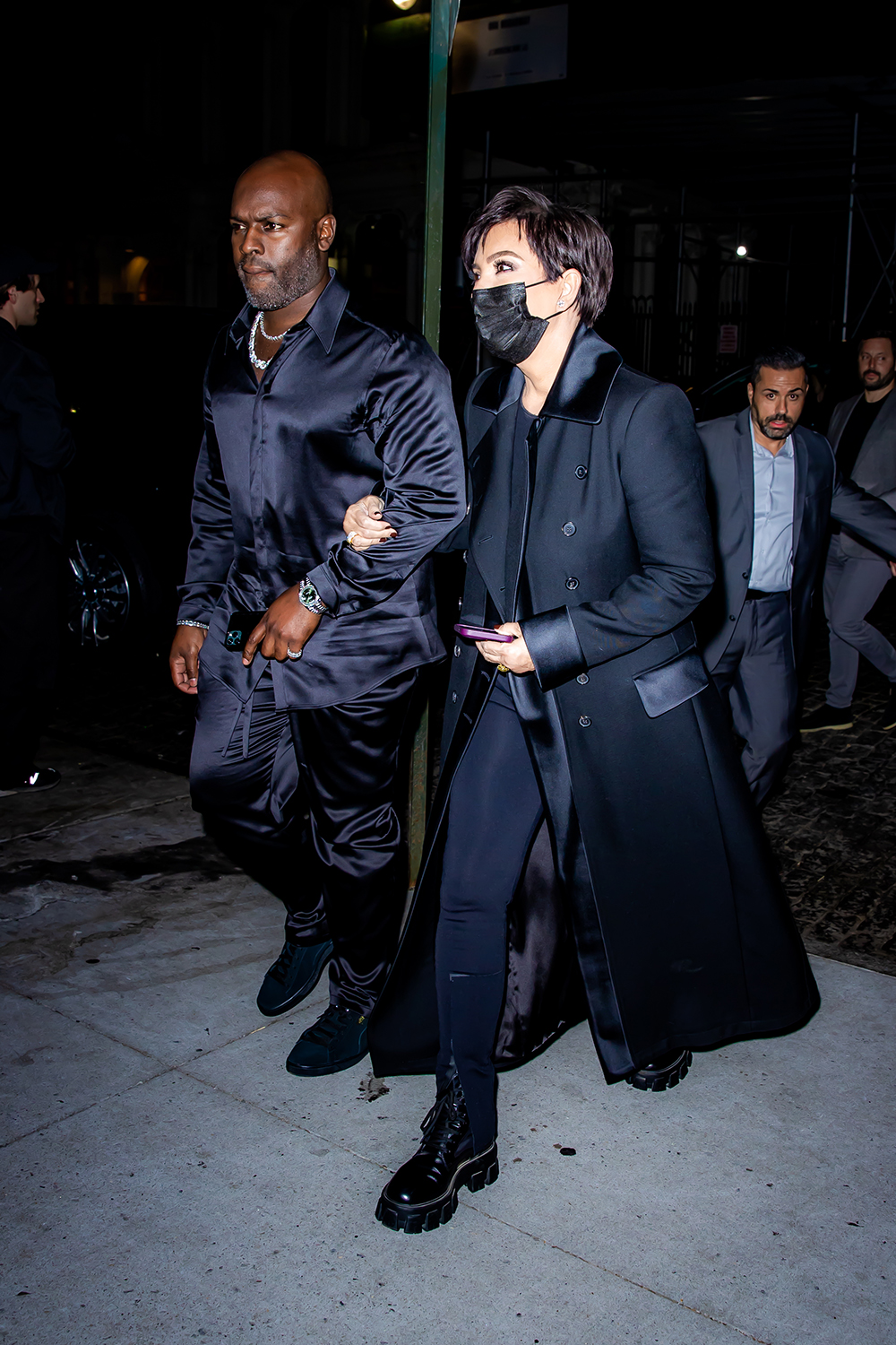 Kris Jenner Rocks An All Black Ensemble Arriving With Boyfriend Corey Gamble To The SNL After Party At Zero Bond