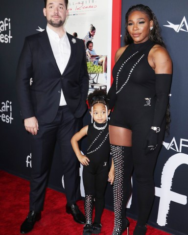 Alexis Ohanian, Alexis Olympia Ohanian Jr. and Serena Williams
'King Richard' Red Carpet Premiere Screening, Arrivals, AFI Fest, TCL Chinese Theatre, Los Angeles, California, USA - 14 Nov 2021