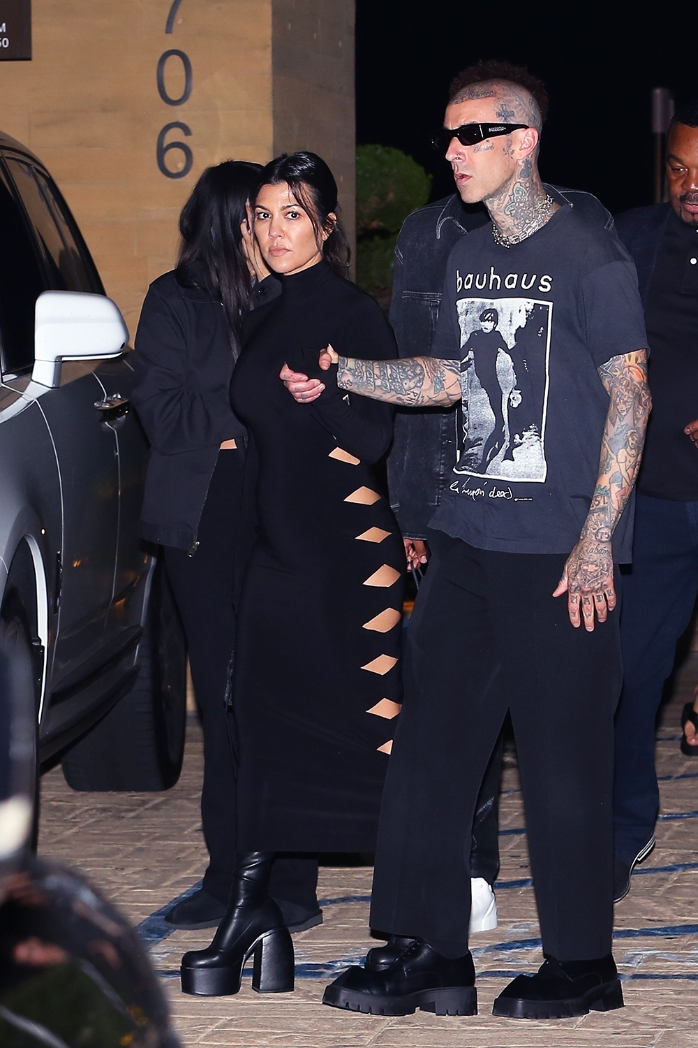 Malibu, CA  - *EXCLUSIVE*  - The Barkers are celebrating their recent wedding with a date night at Nobu and we catch Kourtney Kardashian Barker in a killer black dress meanwhile Travis wears his signature dark style. Travis Barker's stepdaughter Atiana De La Hoya was also seen leaving the restaurant with the couple.

Pictured: Kourtney Kardashian, Travis Barker

BACKGRID USA 2 JUNE 2022 

USA: +1 310 798 9111 / usasales@backgrid.com

UK: +44 208 344 2007 / uksales@backgrid.com

*UK Clients - Pictures Containing Children
Please Pixelate Face Prior To Publication*