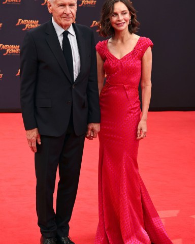 Harrison Ford (L) and his wife US actor Calista Flockhart arrive for the German premiere of 'Indiana Jones and the Dial of Destiny' at the Zoo Palast movie theater in Berlin, Germany, 22 June 2023. The movie will be screened in German cinemas from 29 June 2023.
Indiana Jones and the Dial of Destiny film premiere in Berlin, Germany - 22 Jun 2023