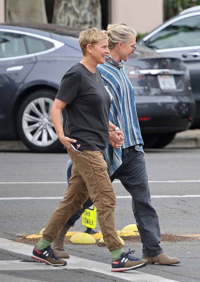 *EXCLUSIVE* Ellen Degeneres and Portia De Rossi can’t contain their laughter as the happy couple pack on the PDA in Santa Barbara