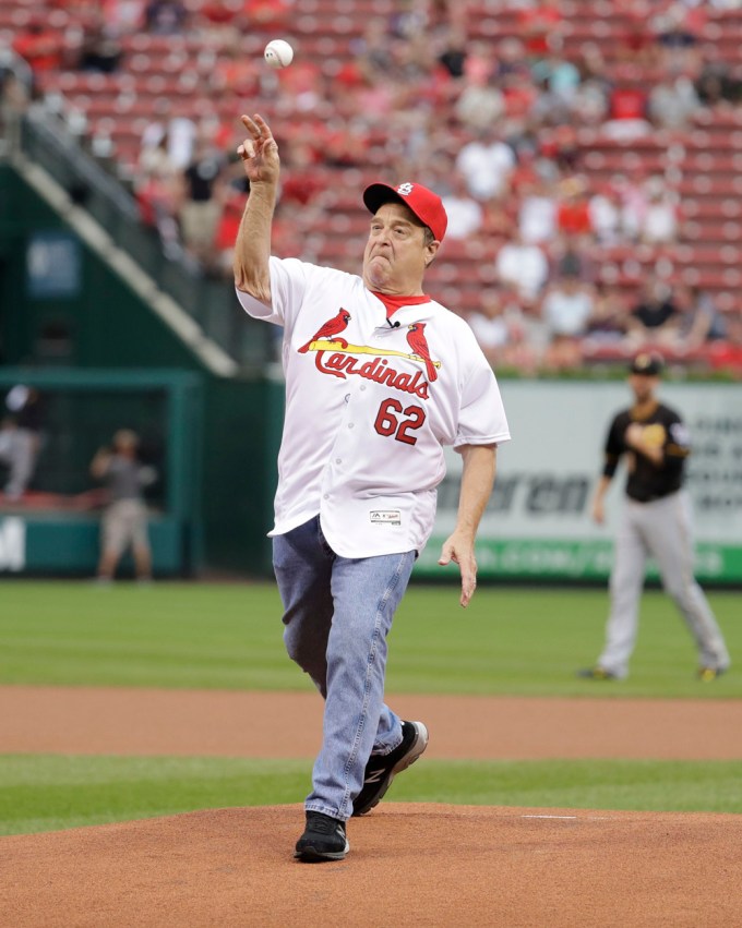 John Goodman Throws The First Pitch