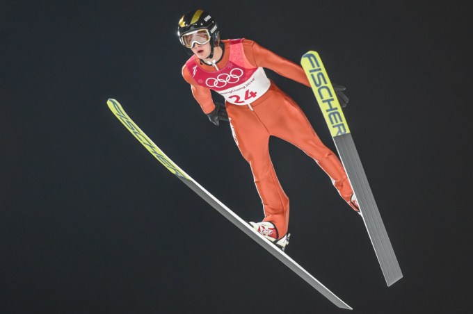 Kevin Bickner Jumping At The Pyeongchang Winter Olympics