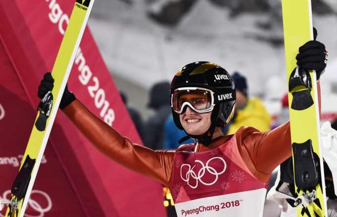 Kevin Bickner After His First Jump At The 2018 Olympics