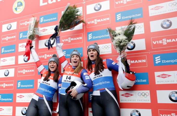 Summer Britcher With Erin Hamlin and Emily Sweeney