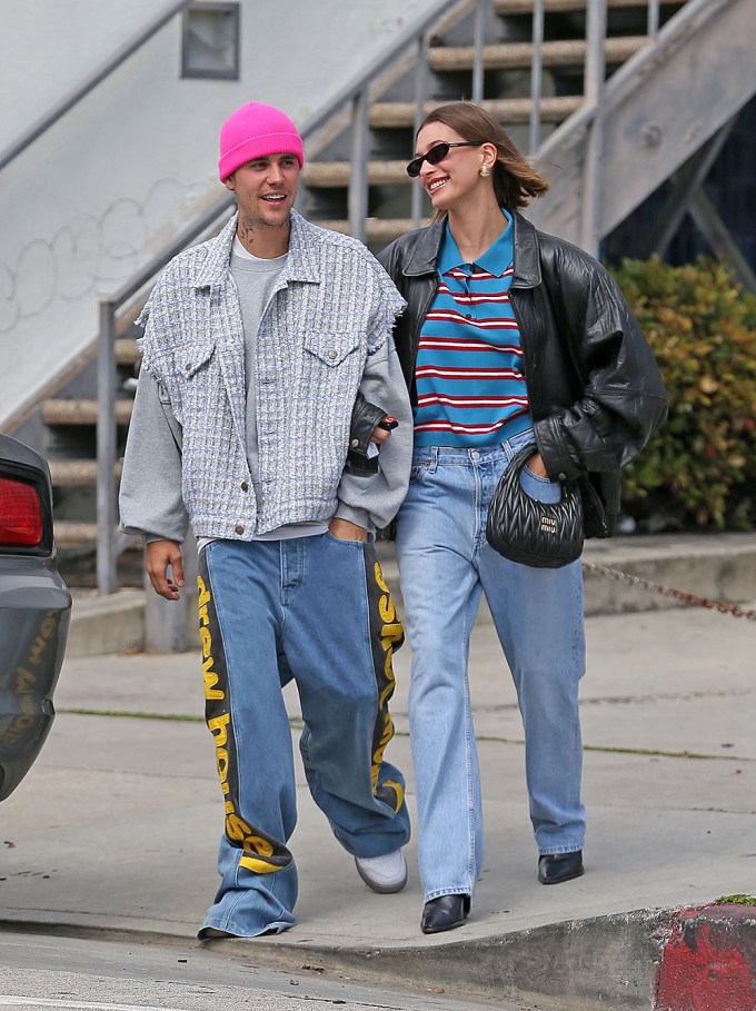 Hailey Bieber & Justin Twin In Denim