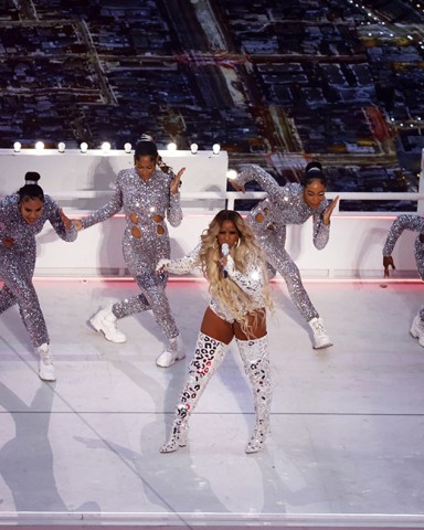 Mary J. Blige performs at the halftime show during the NFL Super Bowl 56 LVI football game between the Los Angeles Rams and the Cincinnati Bengals at SoFi Stadium in Los Angeles, CA on Charles Baus/CSM
NFL Superbowl LVI, Los Angeles, USA - 13 Feb 2022