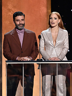 Oscar Isaac and Jessica Chastain28th Annual Screen Actors Guild Awards, Show, The Barker Hangar, Santa Monica, Los Angeles, USA - 27 Feb 2022