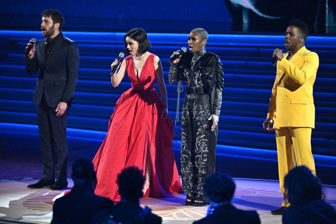 Ben Platt, Rachel Zegler, Cynthia Erivo, & Leslie Odom Jr. During The In Memoriam