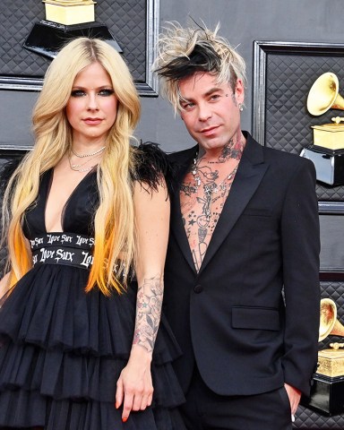 Avril Lavigne and Mod Sun arrive for the 64th annual Grammy Awards at the MGM Grand Garden Arena in Las Vegas, Nevada on Sunday, April 3, 2022.
Grammy Awards 2022, Las Vegas, Nevada, United States - 04 Apr 2022