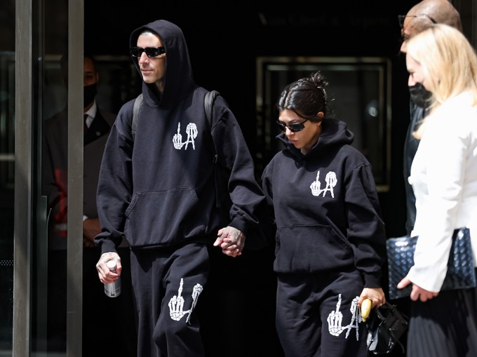 Kourtney Kardashian & Travis Barker Leave Their Milan Hotel