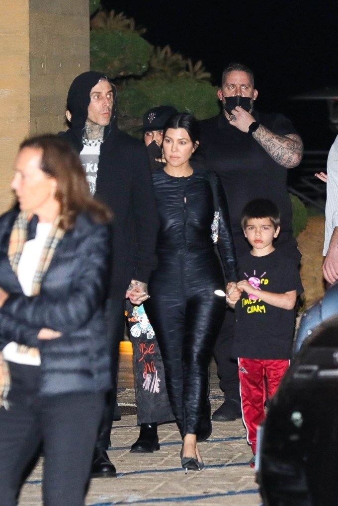 Kourtney & Travis Barker With The Kids After Nobu