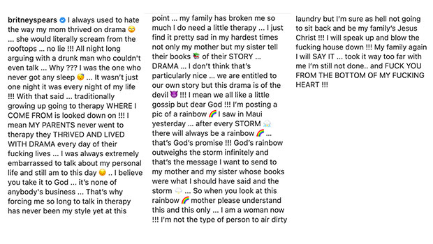 Britney Spears IG Caption