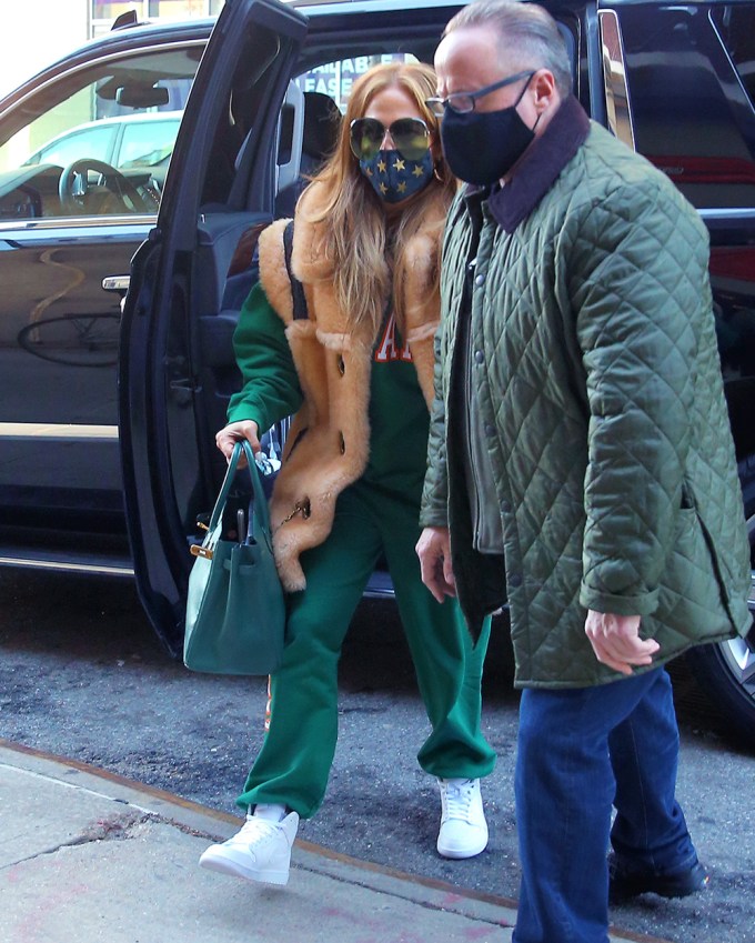 Jennifer Lopez Matches Her Green Birkin Bag