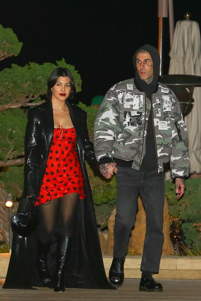 Kourtney Kardashian & Travis Barker Leave Nobu