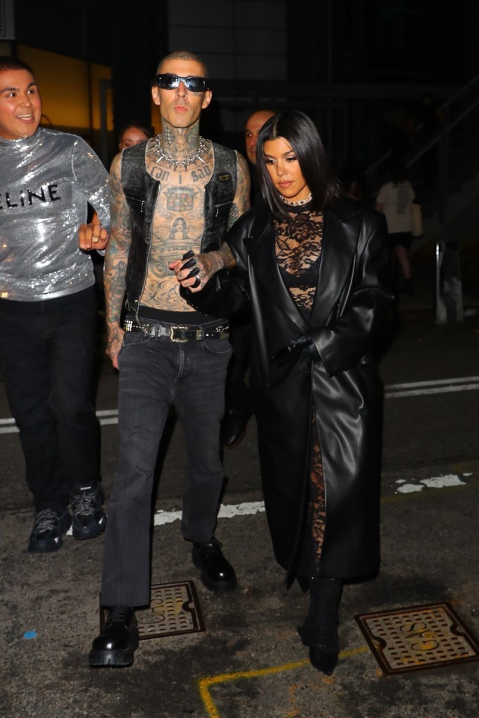 Kourtney Kardashian and Travis Barker at 2022 NYFW