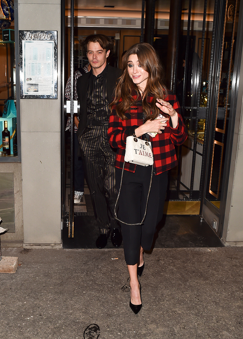 Stranger Things Natalia Dyer, 22, And Charlie Heaton, 25 Are Seen Out To Dinner At Caviar Kaspia With Jennifer Lawrence And Bella Hadid In Paris