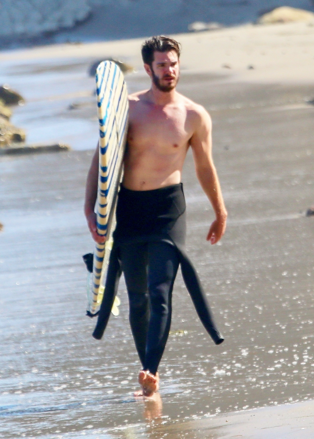 Andrew Garfield Shirtless Surfing BG