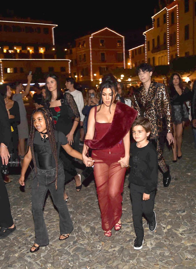 Kourtney Kardashian Holds Hands With Reign & North Ahead of Wedding