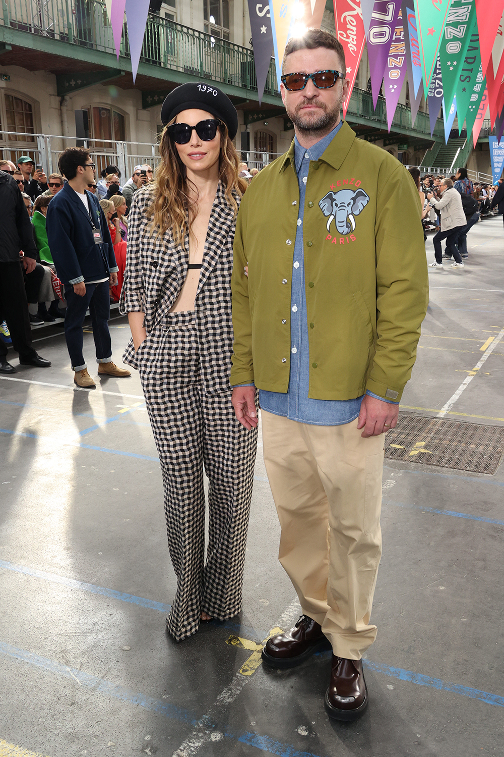 Jessica Biel And Justin Timberlake At Kenzo Menswear Spring Summer 2023 Show