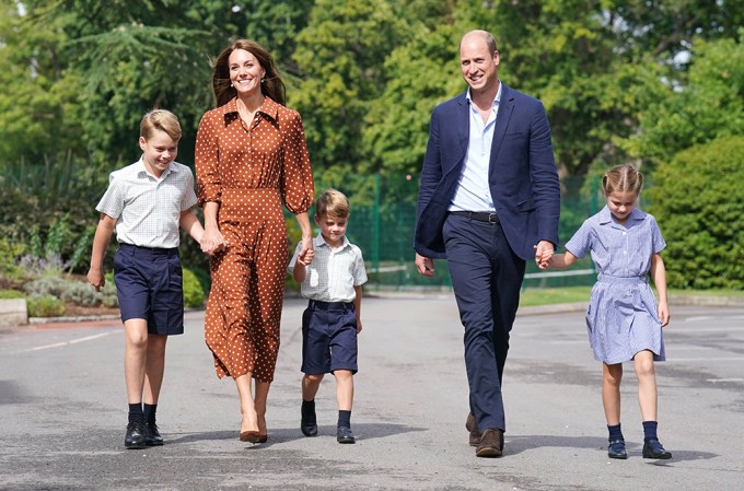 Prince William & Kate Middleton Walk With Their Kids To School