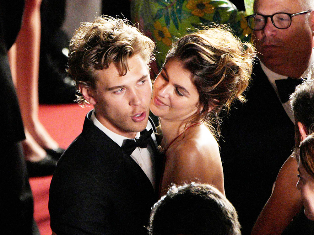 Austin Butler, left, and Kaia Gerber pose for photographers after departing the premiere of the film 'Elvis' at the 75th international film festival, Cannes, southern France
2022 Elvis Departures, Cannes, France - 25 May 2022