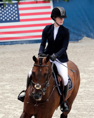 Jennifer Gates competes during the Global Champions Tour, an annual show jumping equestrian series that is hosted around the world, in Miami Beach, Fla. Gates is the daughter of business magnate Bill Gates
Global Championship Tour Equestrian, Miami Beach, USA - 20 Apr 2019