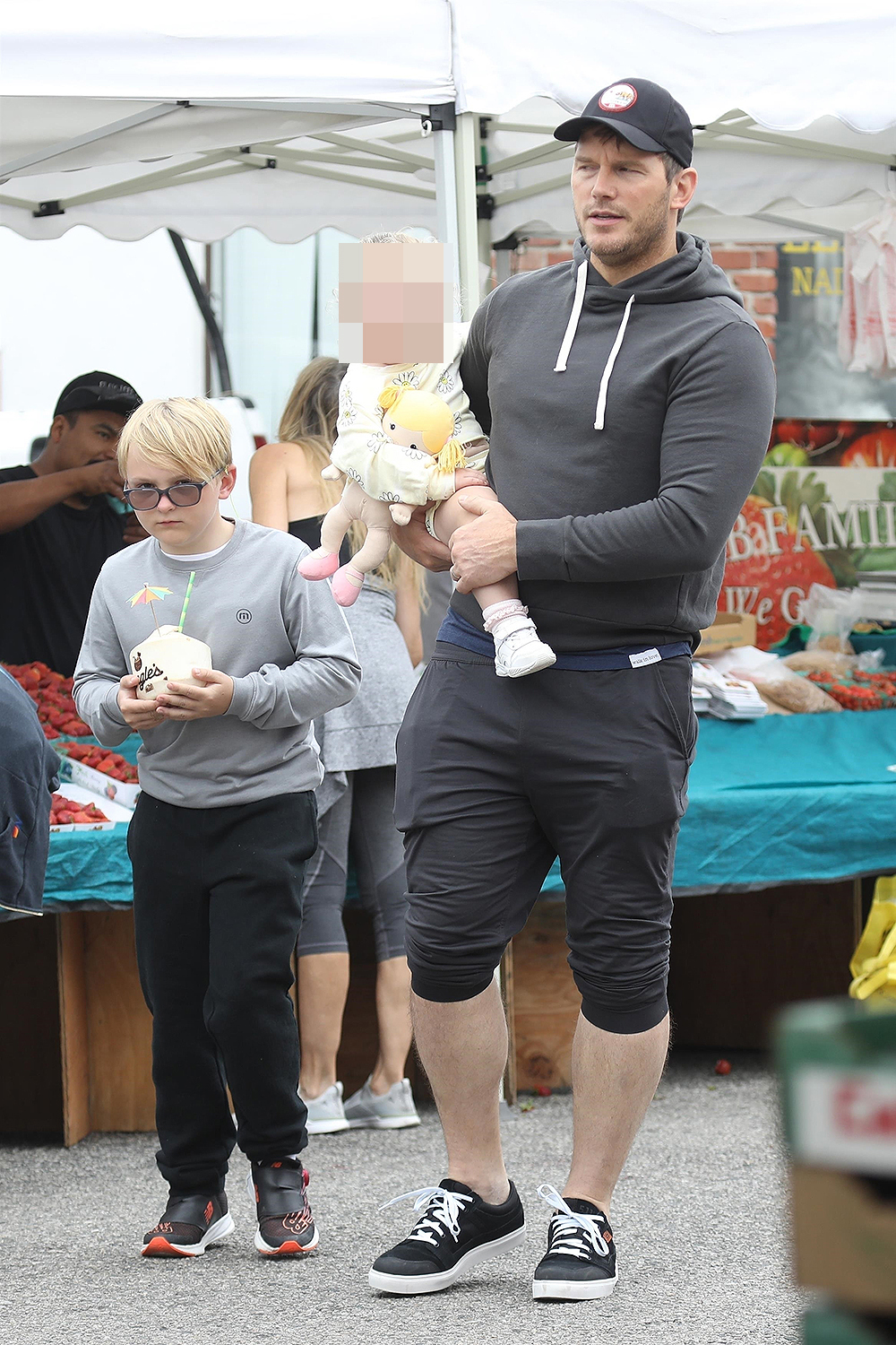 *EXCLUSIVE* Chris Pratt bonded with son Jack and daughter Lyla while at the Farmers Market with wife Katherine Schwarzenegger