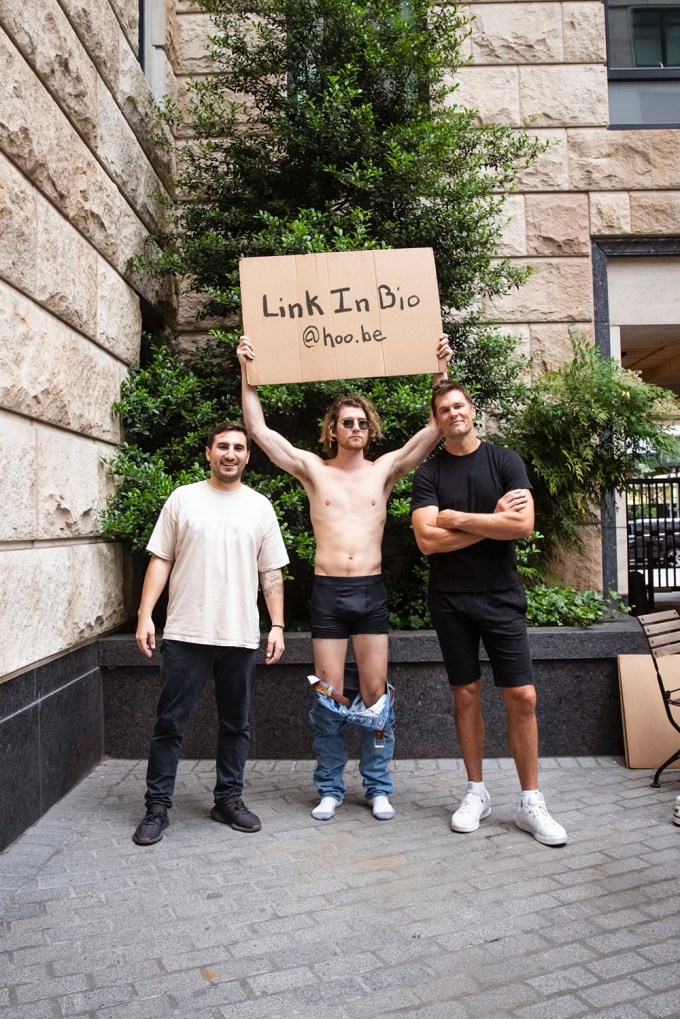 hoo.be founder and CEO Jordan Greenfield, Dude With Sign and Tom Brady