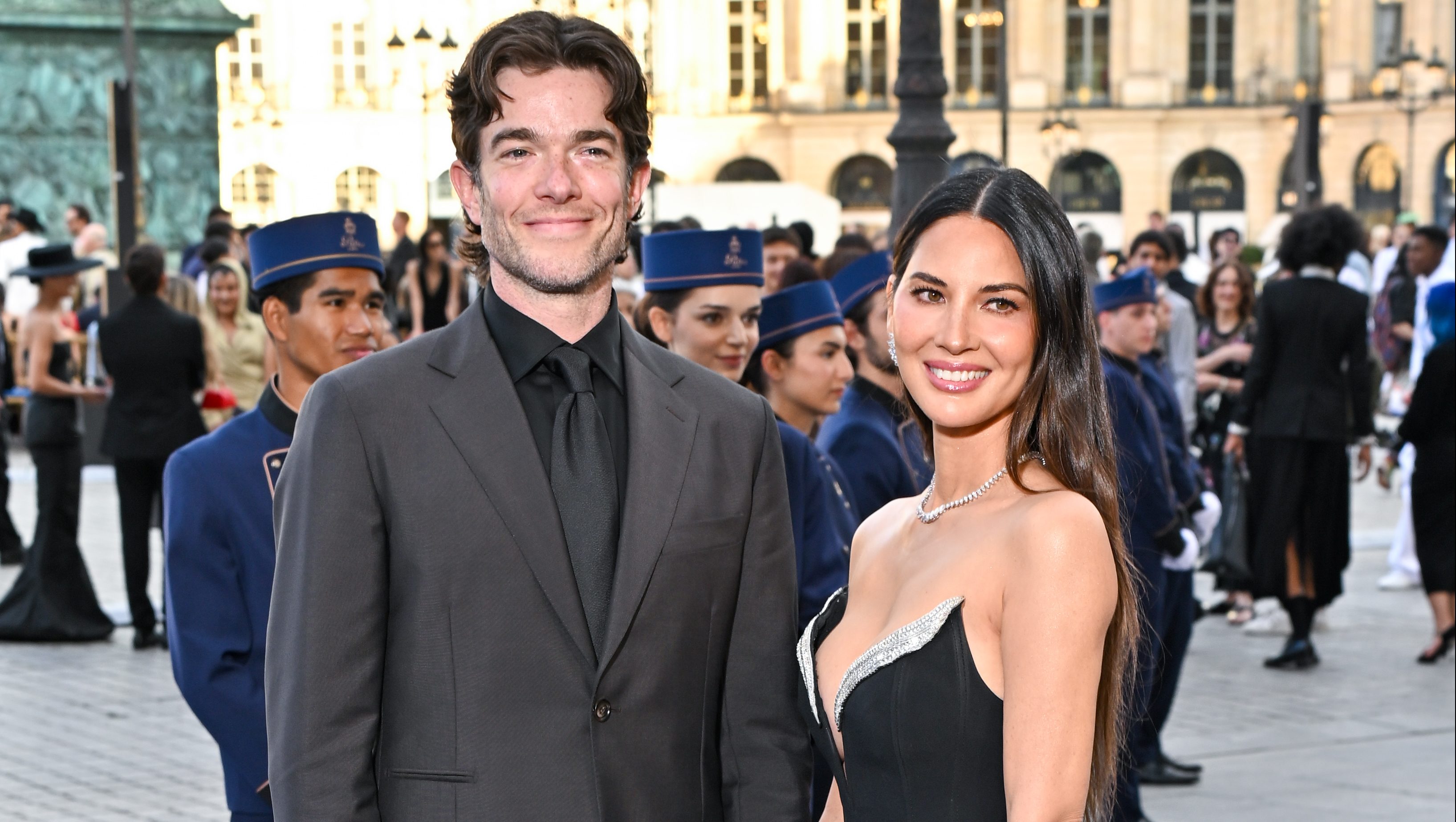 PARIS, FRANCE - JUNE 23: John Mulaney and Olivia Munn attend Vogue World: Paris 2024 at the Place Vendome on June 23, 2024 in Paris. (Photo by Stephane Cardinale - Corbis/Corbis via Getty Images)