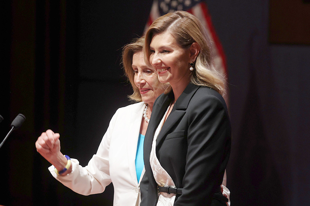 First Lady of Ukraine Olena Zelenska (R) is introduced by US Speaker of the House and Democratic Representative Nancy Pelosi of California (L) as she arrives to give an address to members of the United States Congress, on Capitol Hill in Washington, DC, USA, 20 July 2022.
First Lady of Ukraine Olena Zelenska of Ukraine gives an address to members of the United States Congress, Washington, Usa - 20 Jul 2022