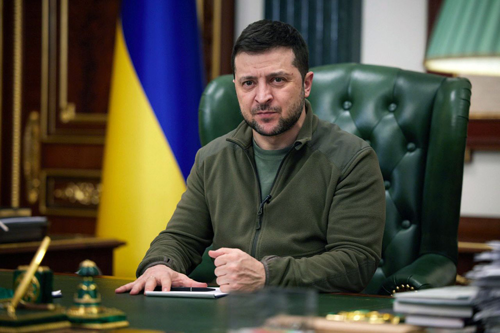 Address of Ukrainian President Volodymyr Zelenskyy, Kyiv, Ukraine - 11 Mar 2022