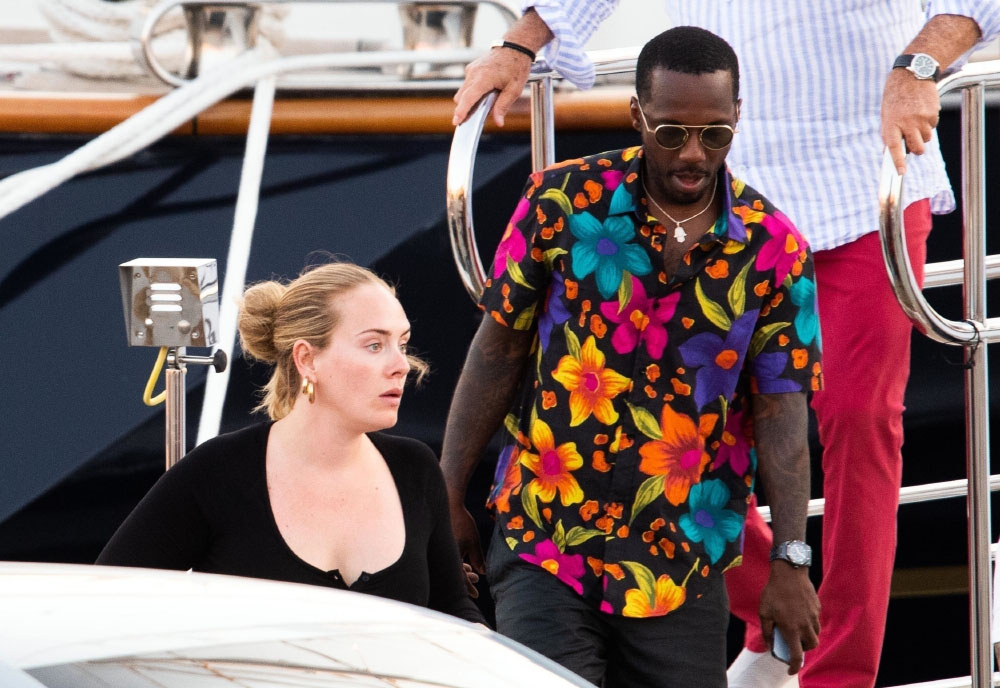 Adele and boyfriend Rich Paul relax aboard a yacht with friends during their summer getaway in Sardinia