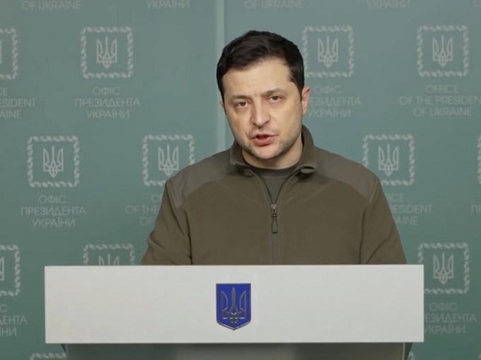 Ukrainian President Volodymyr Zelenskyy Gives A Speech