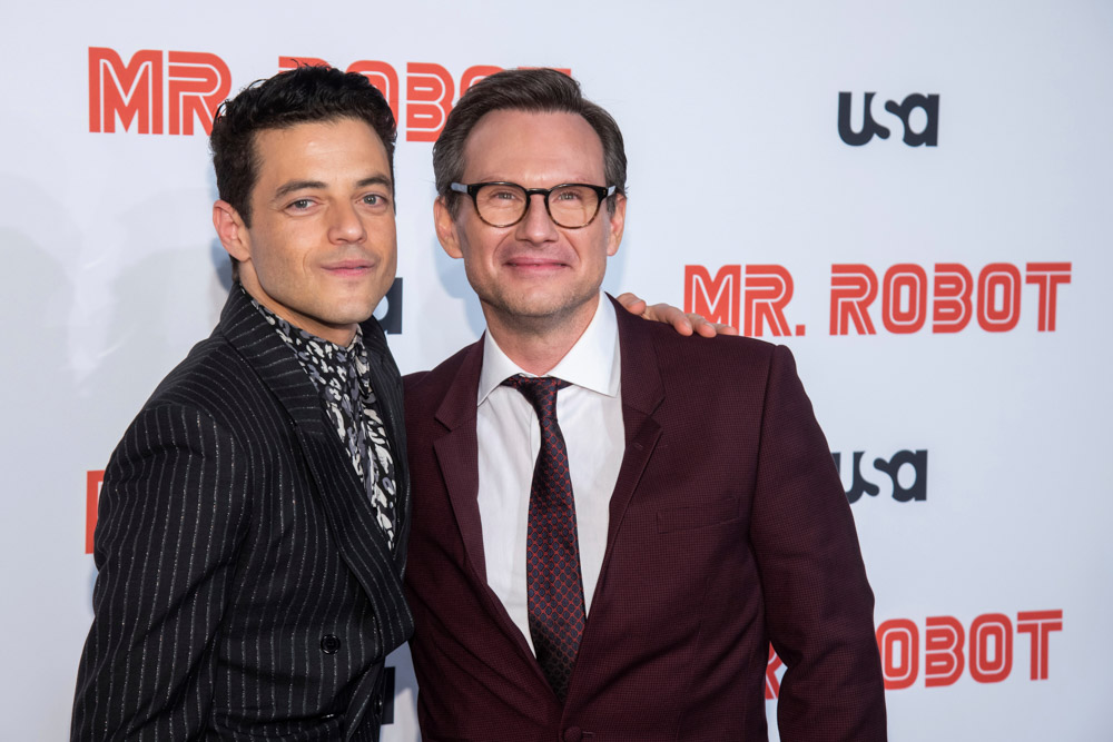Christian Slater, Rami Malek. Rami Malek, left, and Christian Slater attend USA Network's "Mr. Robot" season 4 premiere at the Village East Cinema, in New York
NY "Mr. Robot" Season 4 Premiere, New York, USA - 01 Oct 2019
